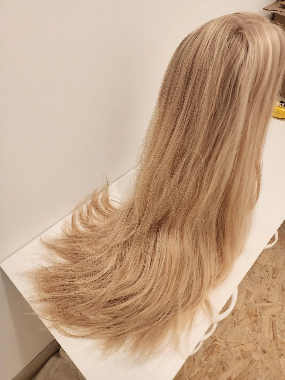 Gardeaux Wigs Topper Rooted Blonde 24 In Long 8x8 Cap 100% Human Hair Silk Top